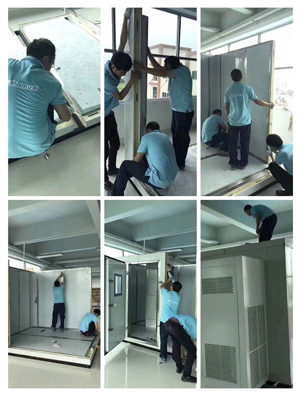 品質(zhì)源于細(xì)節(jié)，細(xì)節(jié)決定成敗! 質(zhì)量鑄就品牌，正航精益求精! 立足中國(guó)，走向國(guó)際，正航人在路上！[拳頭]。直播客戶(hù)現(xiàn)場(chǎng)安裝大型步入式恒溫恒濕室。